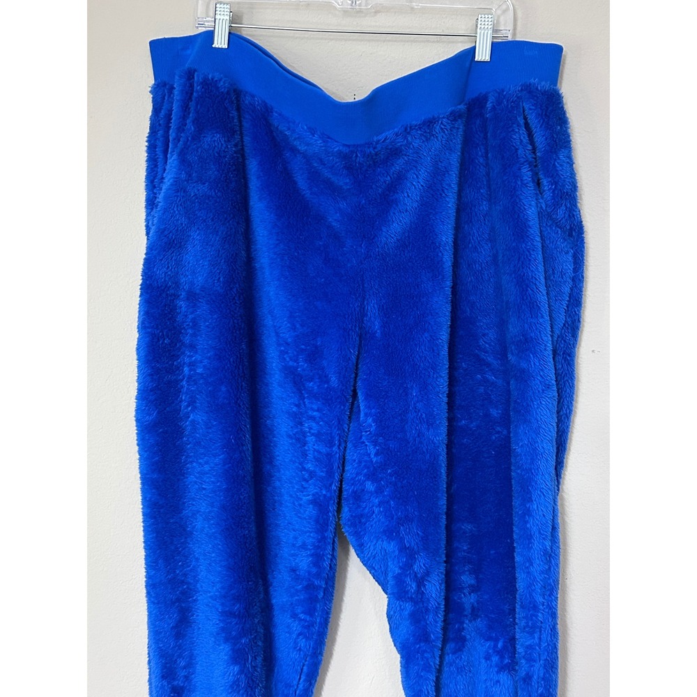 D & Co Active Royal Blue Faux Fur Joggers Plus Size 2X Fuzzy Lounge Pants Pocket